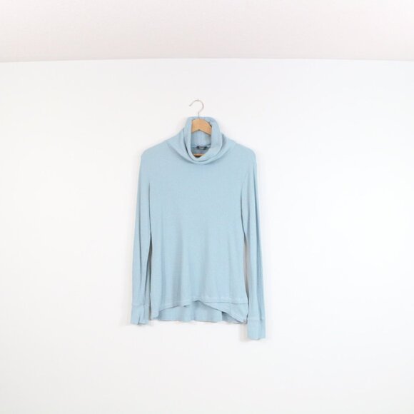 *Eddie Bauer Crepe Light Blue Long Sleeve Turtleneck - Picture 3 of 10